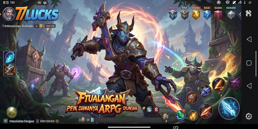Screenshot main game 77LUCKS menampilkan aksi seru dalam petualangan ARPG.