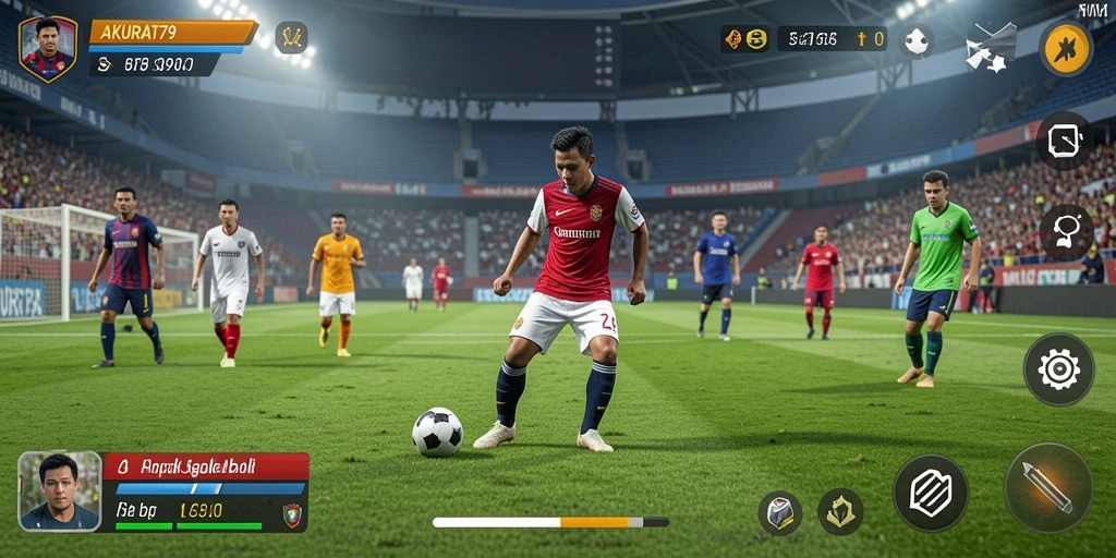 Tampilan gameplay seru di AKURAT79 dengan aksi sepak bola mendebarkan.