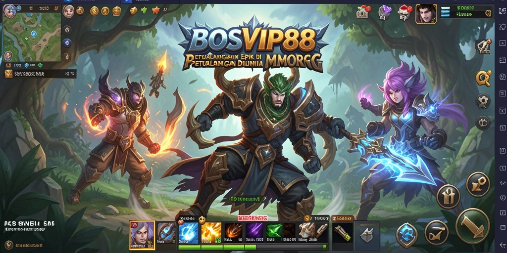 Tampilan gameplay menegangkan di dunia MMORPG BOSVIP88.