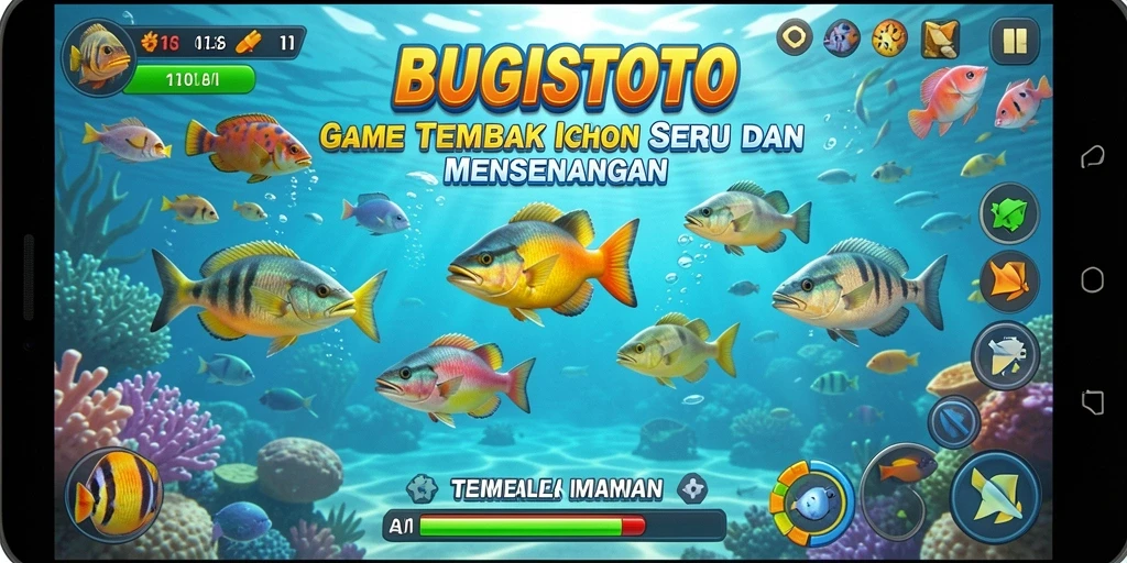 Screenshot gameplay BUGISTOTO menampilkan aksi menembak ikan yang seru.