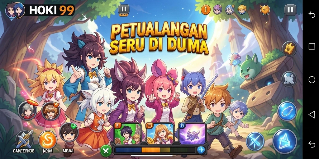 Screenshot HOKI99 menampilkan pertarungan seru dengan karakter anime yang menarik.