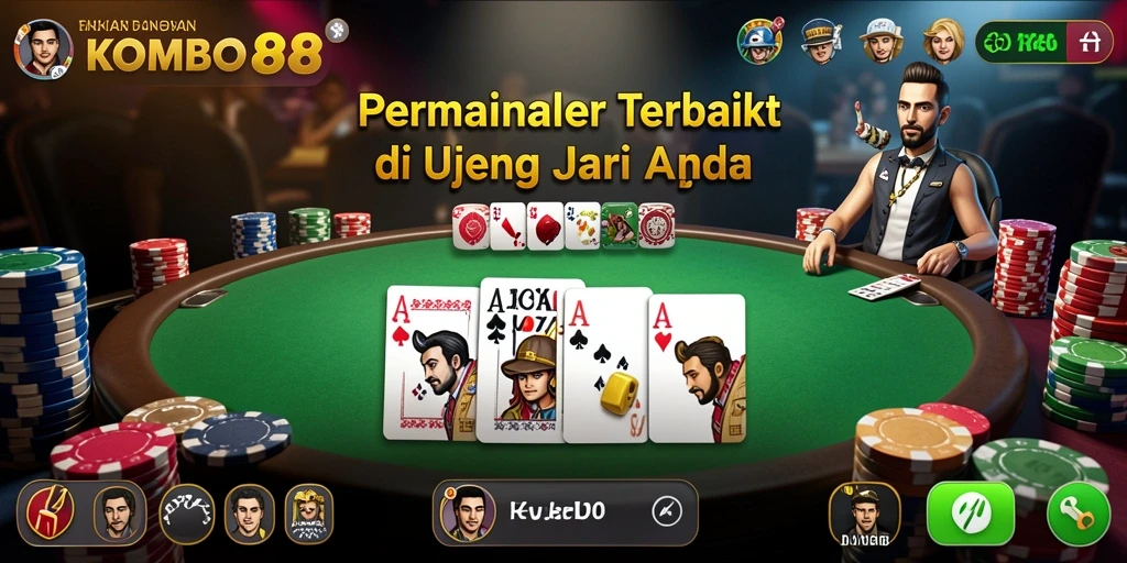 Tampilan menarik dari gameplay Poker di KOMBO88.