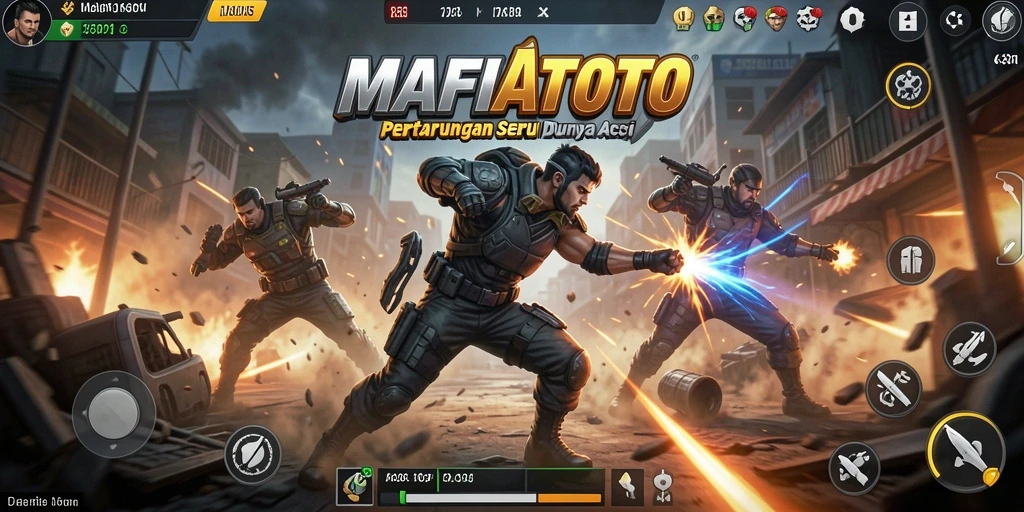 Screenshot MAFIATOTO menunjukkan pertempuran seru dengan grafis yang memukau.