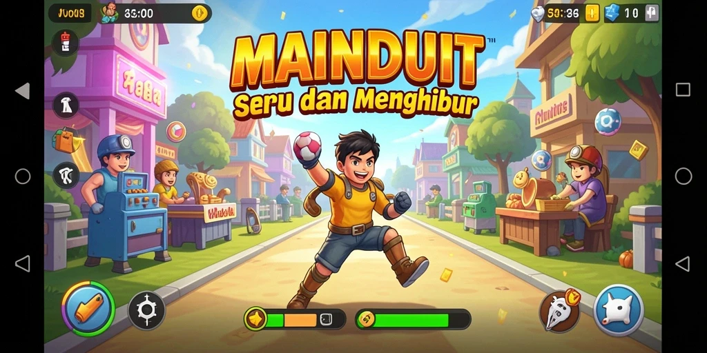 Tampilan gameplay menegangkan dalam MAINDUIT yang memikat.