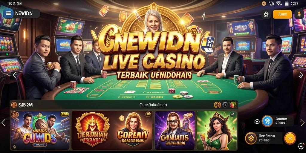 Screenshot gameplay <strong>NEWIDN</strong> menampilkan dealer profesional dan permainan yang mendebarkan.