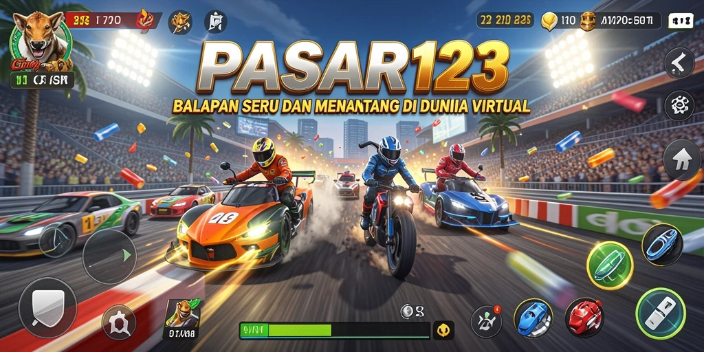 Tampilan gameplay intens dalam balapan PASAR123 yang mendebarkan.
