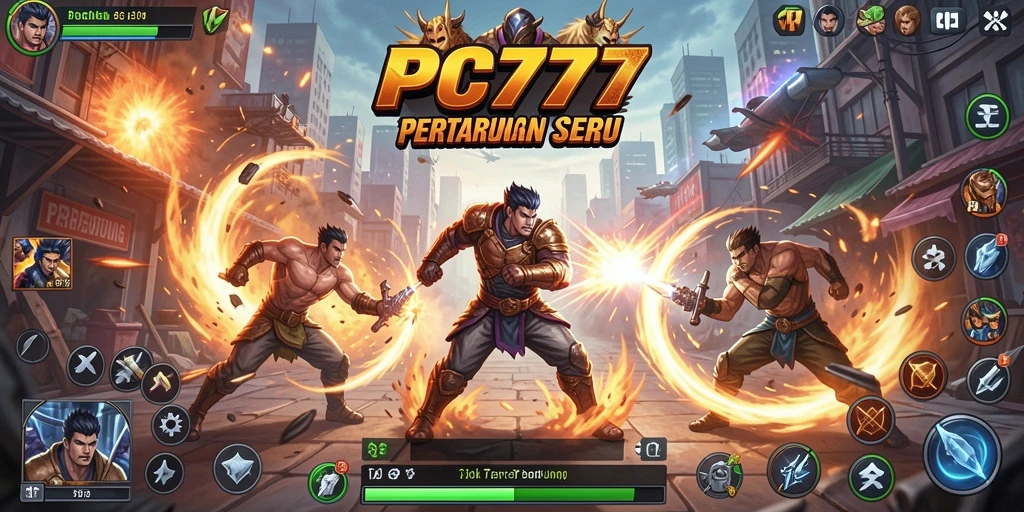 Tangkapan layar dari gameplay Fighting yang intens di PC777.