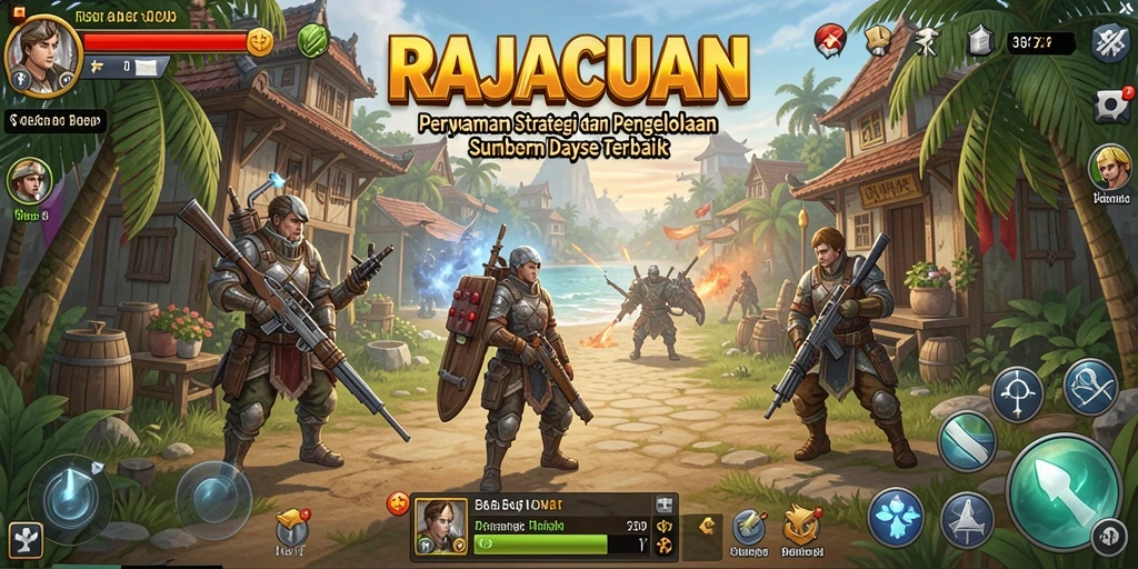 Tampilan gameplay menarik dari RAJACUAN dengan strategi pengelolaan sumber daya.